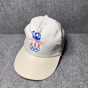 Vintage Olympic Stain Hat Cap Snap Back Cream 1992 USA Olympic Team Mens 90s